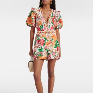 Farm Rio Flowerful Sketch printed cotton romper Size L